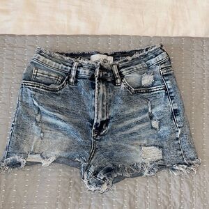 VERVET BY FLYING MONKEY Blue Vintage Distressed Jean Shorts